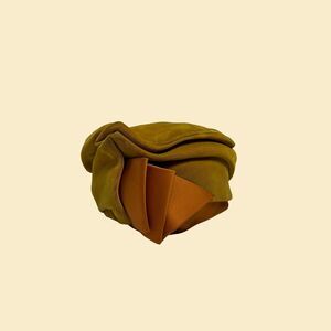 1960s mustard yellow hat, vintage Luci Ames 50s/60s velvet turban style hat